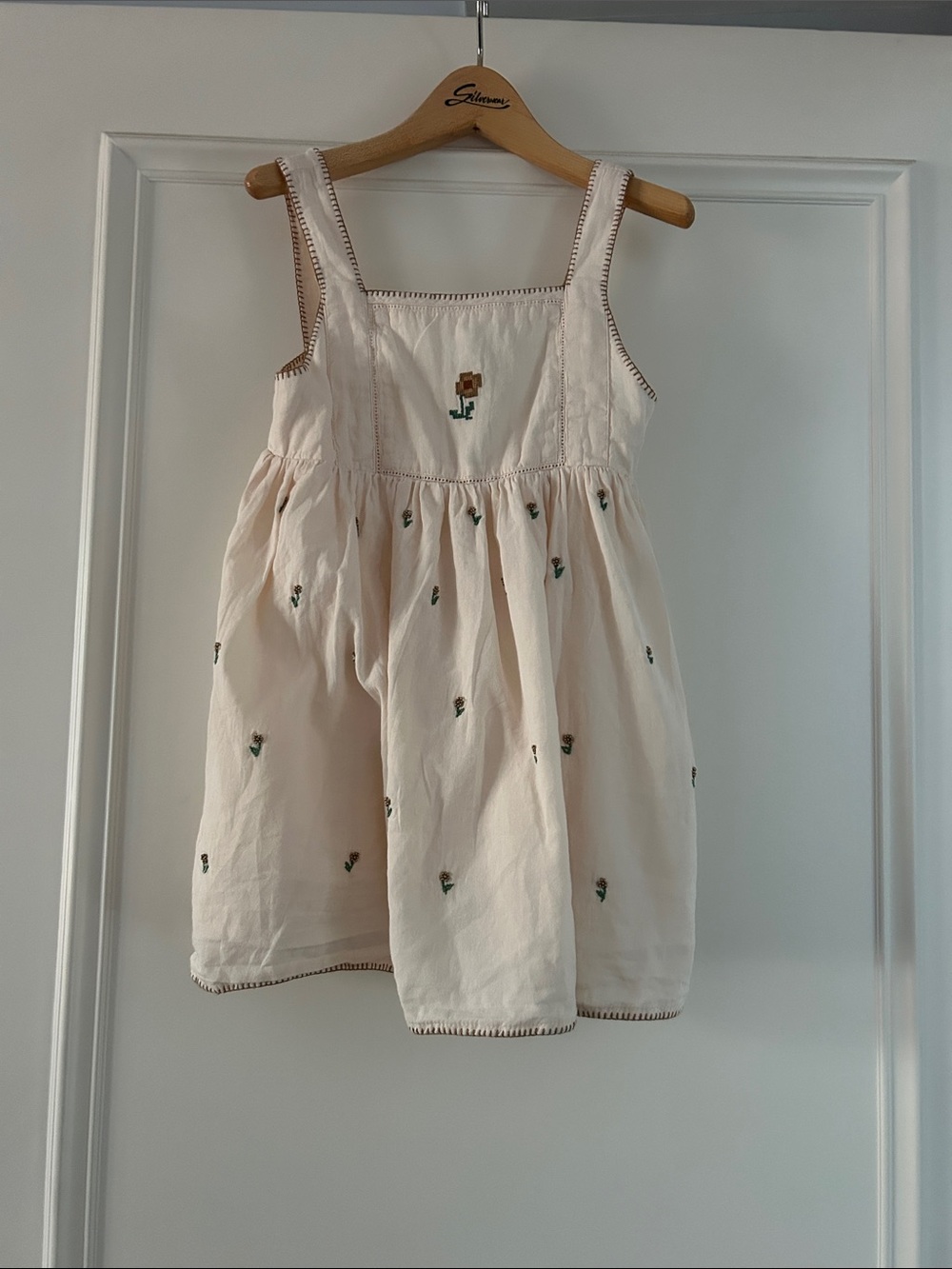 Emile Et Ida kids Embroidered Cotton Sundress with Tiny Flower Motif size 6